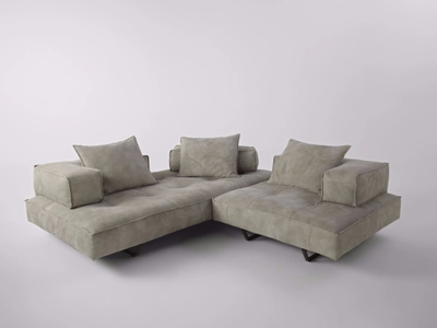 M1 - Corner sectional sled base nabuk sofa _ ALBEDO