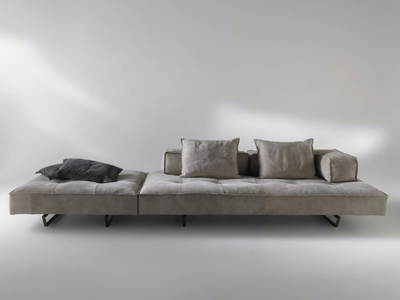 M1 - Sectional 4 seater sled base nabuk sofa _ ALBEDO