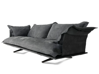 MODEL - 3 seater sled base leather sofa _ ALBEDO