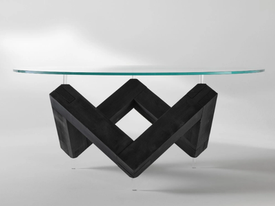 W - Round wood and glass table _ ALBEDO