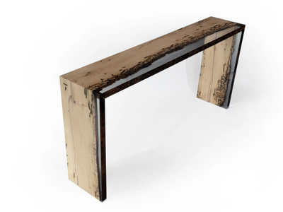BENT ONE SIDE - Rectangular oak and resin console table _ Alcarol