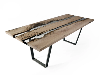 CHIMENTI RIVER - Rectangular oak and resin table _ Alcarol