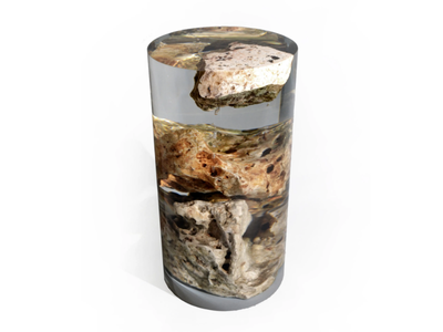 FLOATING KARST FISHEYE - Stone and resin stool / coffee table _ Alcarol