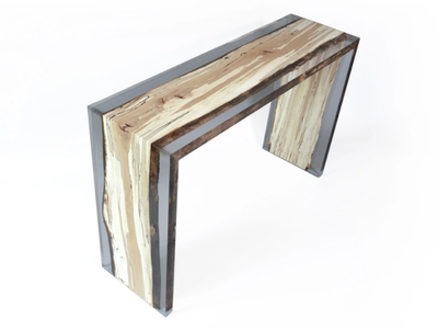 FUNGI - Rectangular solid wood and resin console table _ Alcarol