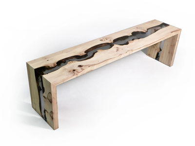 TRAIL RIVER - Solid wood and resin bench _ Alcarol