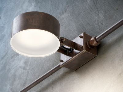 ACELUM SYSTEM - LED wall-mounted adjustable brass Outdoor spotlight _ Aldo Bernardi