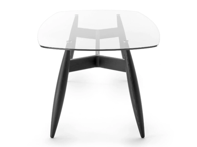 FUSELLO - Rectangular wood and glass table _ Alf DaFrè