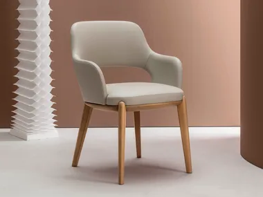TINA - Upholstered leather chair with armrests _ Alf DaFrè