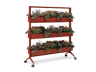ALINE WORK_J16 - Aluminium office screen with casters and plant pot holder _ Alias