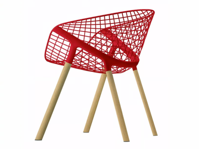KOBI WOOD - 041 - Steel and wood chair with armrests _ Alias