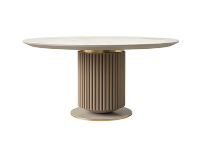 NOAH - Round ceramic table with lacquered wood base _ ANA ROQUE INTERIORS