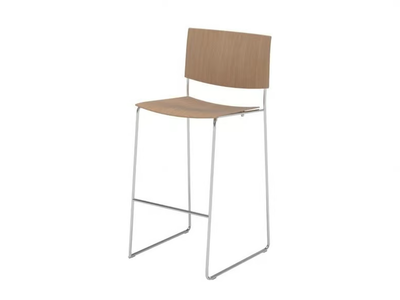 SIT WOOD BQ1209 / BQ1210 - Stackable sled base oak stool with footrest