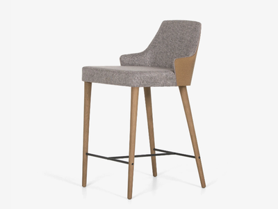 LILA PLUS - Upholstered ash barstool with footrest _ Anesis