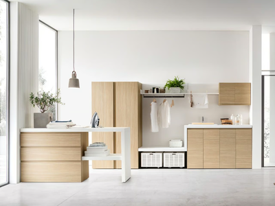I_WASH - COMPOSITION 01 - Wooden laundry room cabinet