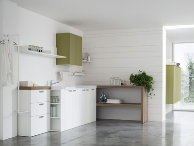 I_WASH - COMPOSITION 11 - Wooden laundry room cabinet
