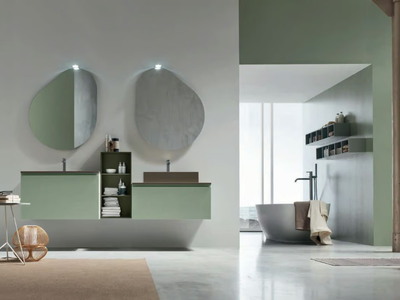 SOUL - COMPOSITION 14 - Double lacquered wall-mounted vanity unit
