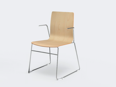 WOODY - Stackable sled base chair with armrests _ Ares Line