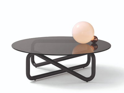 INFINITY - Round glass and steel coffee table _ arflex