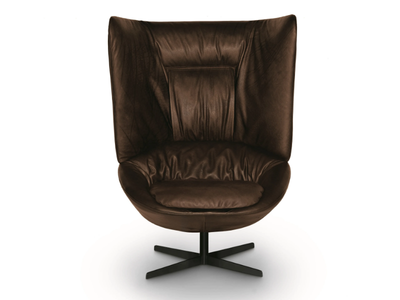 LADLE HIGH - Leather armchair with 4-spoke base high-back _ arflex