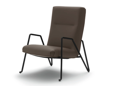 SOLICE - Leather armchair with armrests _ arflex