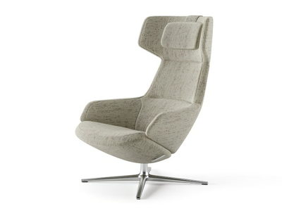 ASTON CLUB - Wing fabric armchair with armrests with 4-spoke base _ Arper