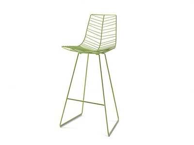 LEAF - Sled base high steel stool with footrest _ Arper