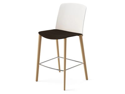 MIXU - Polypropylene and plywood stool with oak legs _ Arper