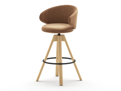 BELLE ST-SW - Swivel trestle-based fabric stool _ Arrmet