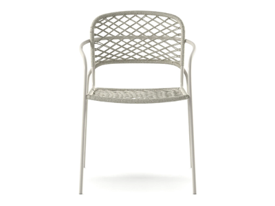 EAU ROUGE AR - Painted steel and nautical rope chair with armrests _ Arrmet