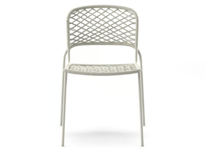 EAU ROUGE - Stackable chair in painted steel and nautical rope _ Arrmet
