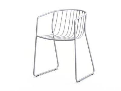 RANDA NUDE AR - Sled base steel chair with armrests _ Arrmet