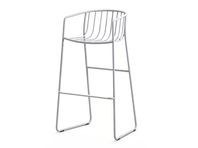 RANDA NUDE ST - Sled base steel stool with back _ Arrmet