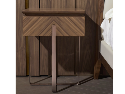 LEONARDO L114N/M - Rectangular walnut bedside table with drawers _ Arte Brotto