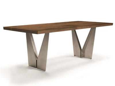 LEONARDO L640N/180L - Rectangular metal and walnut table _ Arte Brotto