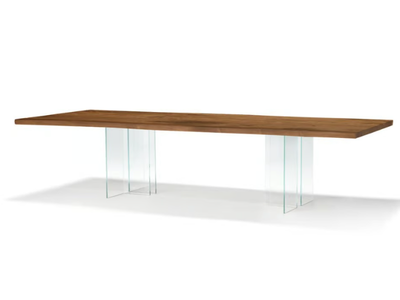 VERO COMPACT - T GLASS - Rectangular solid wood table