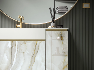FUSION - Floor-standing sectional glass vanity unit with integrated washbasin _ ARTELINEA