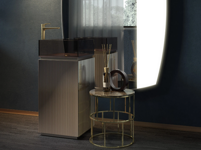 PLISSÉ - Floor-standing single crystal vanity unit _ ARTELINEA