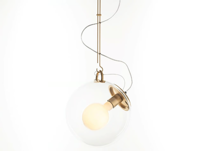MICONOS - Glass and steel pendant lamp _ Artemide