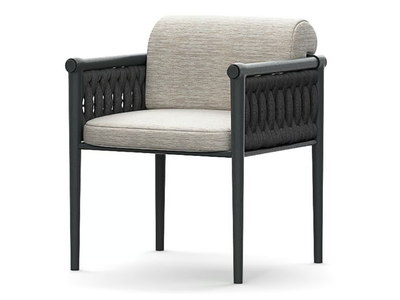 DANDY 2.0 - Upholstered fabric garden chair with armrests _ Atmosphera