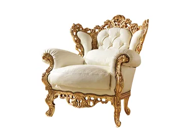REGGENZA LUXURY - Upholstered leather armchair with armrests _ Barnini Oseo