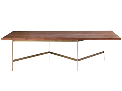 PLANK - Rectangular wood dining table with metal base _ BassamFellows