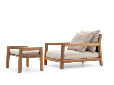 PABLO OUTDOOR - Teak garden armchair with armrests _ B&B Italia Outdoor