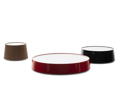 PLANCK - Round wood and glass coffee table _ B&B Italia
