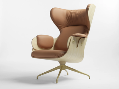 LOUNGER - Upholstered leather armchair high-back _ BD Barcelona Design