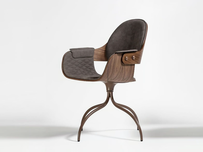 SHOWTIME NUDE - Swivel trestle-based chair with armrests _ BD Barcelona Design