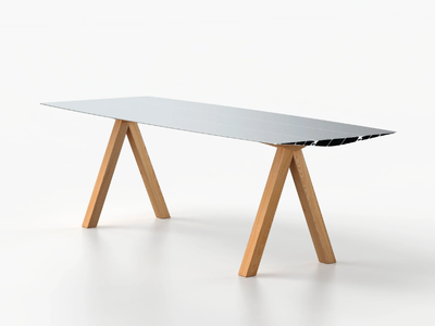 TABLE B 90 - WOOD - Rectangular aluminium and wood table _ BD Barcelona Design