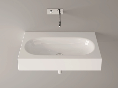 BETTECOMODO - Wall-mounted rectangular enamelled steel washbasin _ Bette