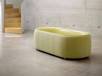 BETTELUX OVAL COUTURE - Freestanding enamelled steel bathtub clothed with fabric _ Bette