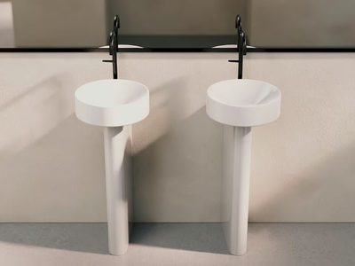 BETTESUNO PEDESTAL - Round freestanding enamelled steel washbasin _ Bette