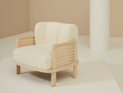 RAQUETTE - Fabric armchair with armrests